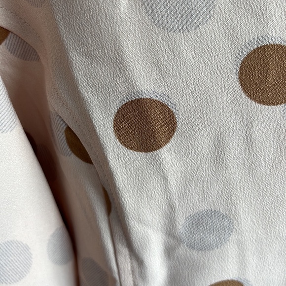 Ann Taylor Factory Blush Blouse with dark tan and gray dots. - Picture 3 of 7